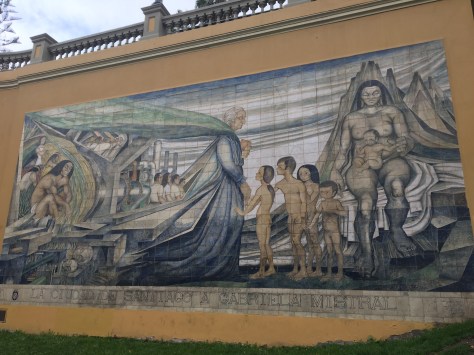 A mural in Santiago, telling the history of the city.